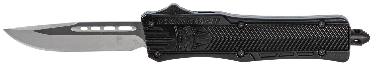 CobraTec SBCTK-1SDNS 2.75" Drop Point OTF Knife, D2 Steel, Black Handle - CobraTec Knives