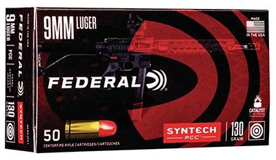 Federal AE9SJPC1 American Eagle Syntech PCC 9mm 130gr TSJ 50 Rounds - Federal Premium Ammunition - 9mm Luger