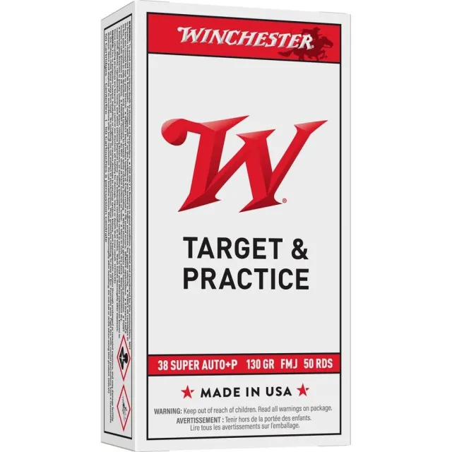 Winchester USA 38 Super +P 130gr FMJ Ammo 50 Rounds Q4205 - Winchester - 38 Super Auto