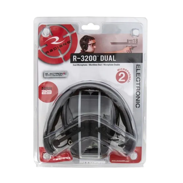 Radians Dual Microphone Electronic Earmuff 23dB Black with RFID - Radians