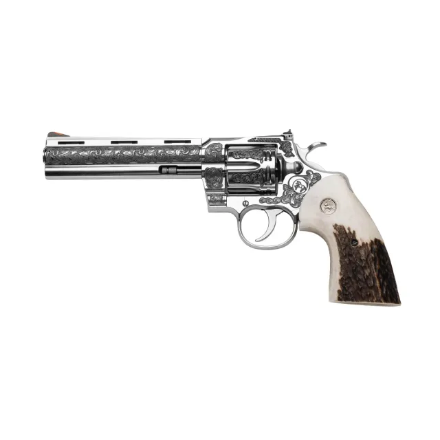 Colt Python Handgun .357 Mag 6rd Capacity 6 Barrel Stainless Engraved Finish Stag Grips