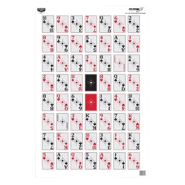 Birchwood Casey EZE-Scorer 52-Card Shoot-Up Paper Target 23"x35" 5 Pack - Birchwood Casey