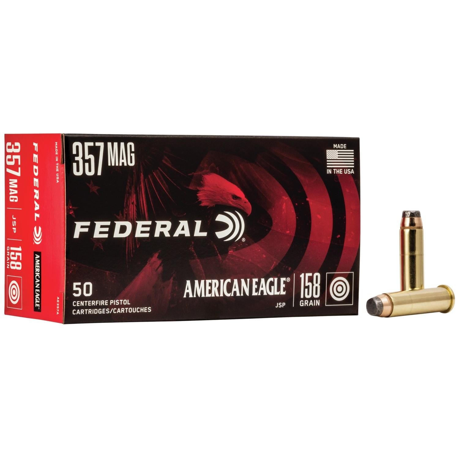 Federal AE357A 357 Magnum 158 Grain Jacketed Soft Point 50 Rounds - Federal Premium Ammunition - 357 Mag