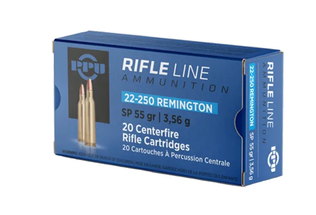 PPU 22-250 Remington SP 55gr 20rd Box, 10 Boxes per Case - PPU - .22-250 REMINGTON