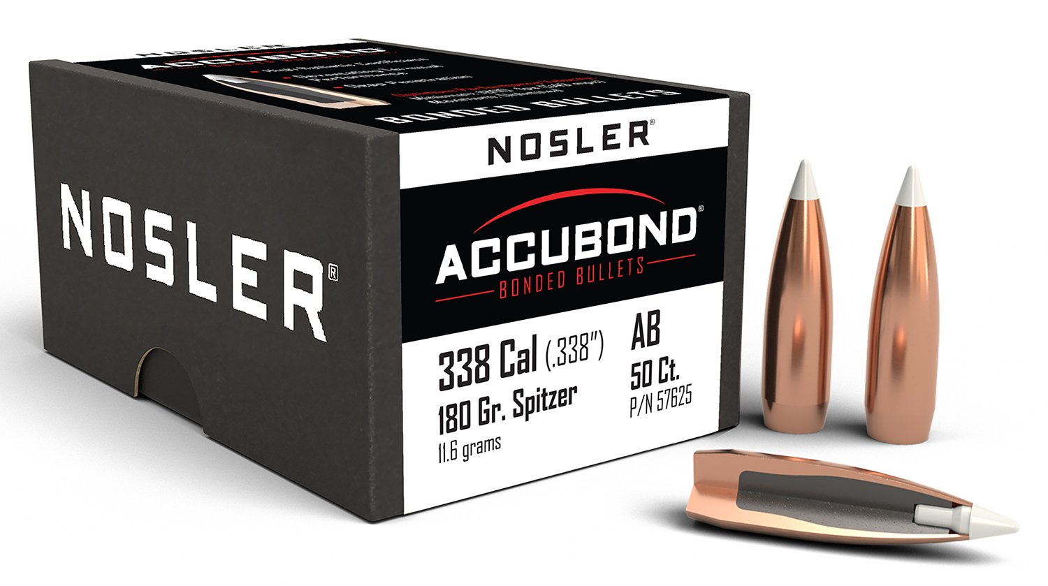 Buy Nosler AccuBond 338 Caliber 180 Grain Spitzer Point Boat Tail 50 Count online