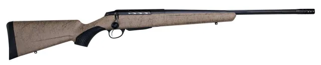 Tikka JRTXRT319 T3x Lite 6.5 PRC Bolt, 3rd, 24.3" Threaded Barrel, Steel Black Receiver, Synthetic Roughtech Desert Paint Black Web Stock, Single Stage Trigger, 44.5" Length, 7 lbs. Weight - Tikka - 6.5 PRC