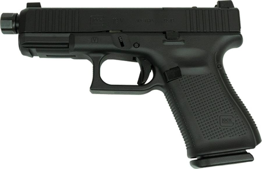 Glock V-Series Model 19 Black Cerakote Handgun 9mm Luger 15rd Magazines (3) 4.6 Threaded Barrel Black Austria Made - Glock - 9mm