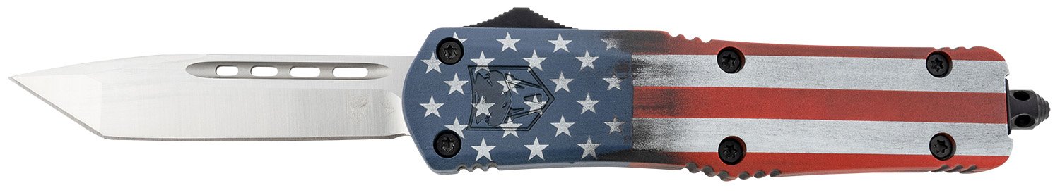 CobraTec MCUSAFS3TNS FS-3 3" OTF Tanto D2 Blade US Flag Handle Knife - CobraTec Knives