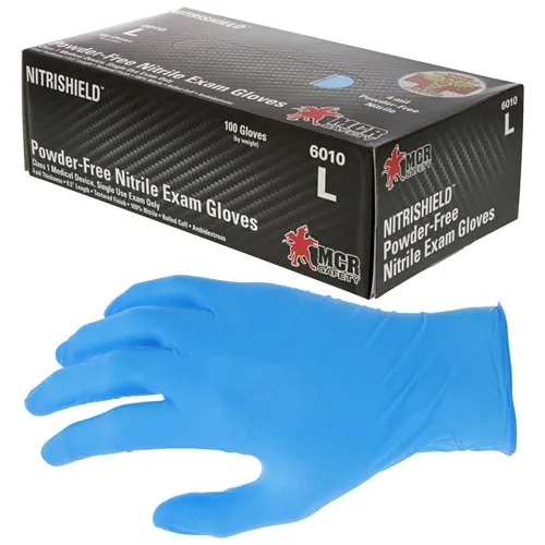 MCR Safety Nitrile Gloves 4 mil Blue Medical Grade Disposable - MCR Safety for sale at Smoke Wagon Firearms