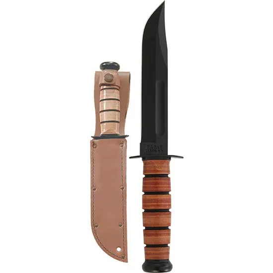 KA-BAR 1320 Fixed Blade Knife 7" 1095 Cro-Van Steel Leather Handle - Ka-Bar