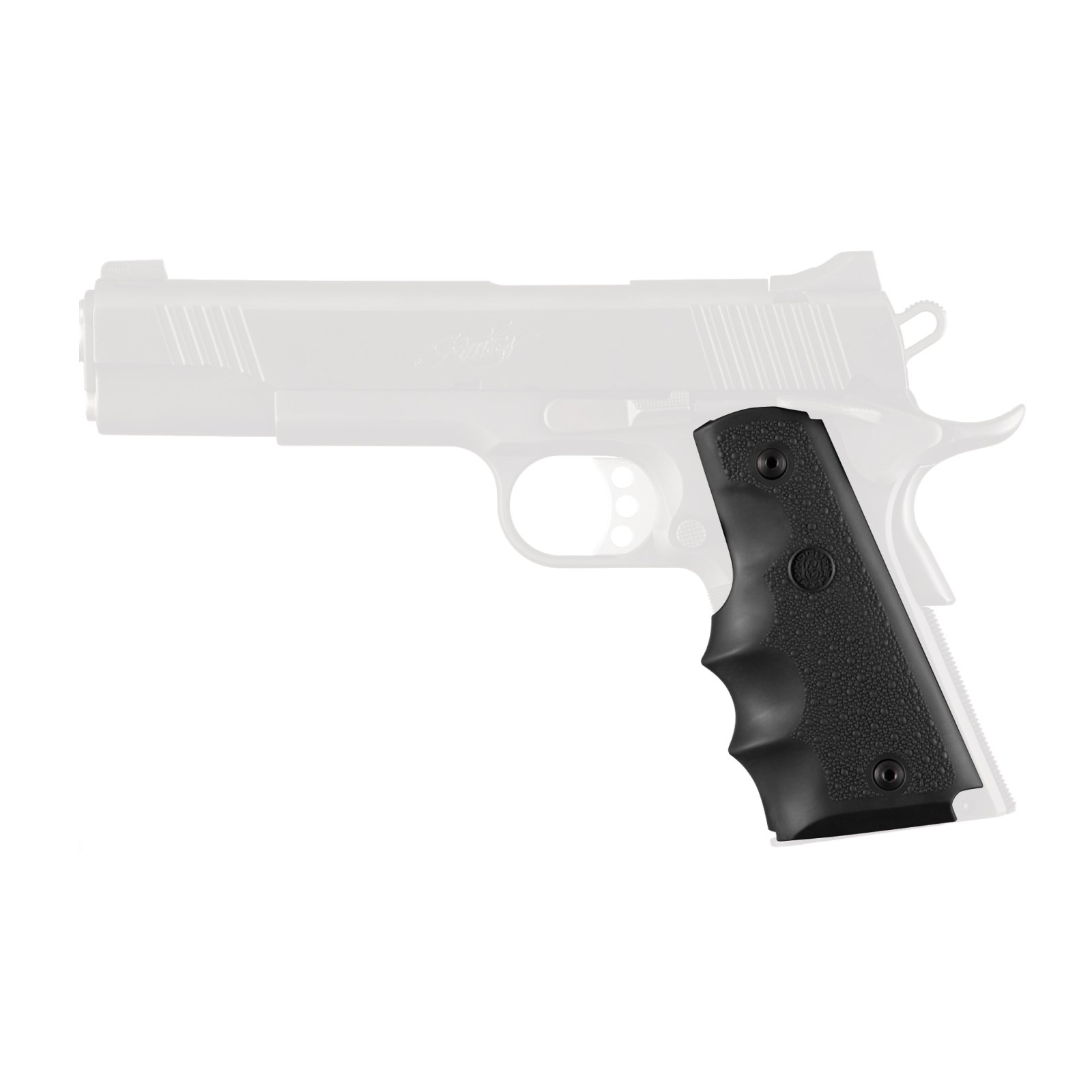 Hogue 45000 OverMolded Grip Black Rubber with Finger Grooves for 1911 - Hogue