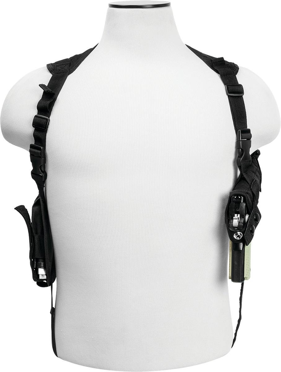 NcStar CV2909 Shoulder Holster, Nylon, Black, Adjustable, Dual Mag Pouch - NcSTAR