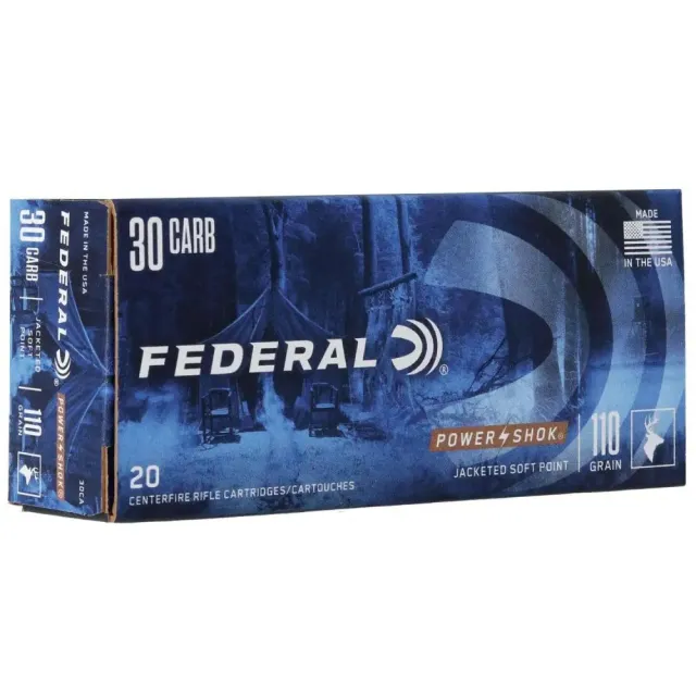 Federal POWER-SHOK 30 Carbine 110 Grain Soft Point RN 20 Rounds per Box - Federal Premium Ammunition - 30 CARBINE