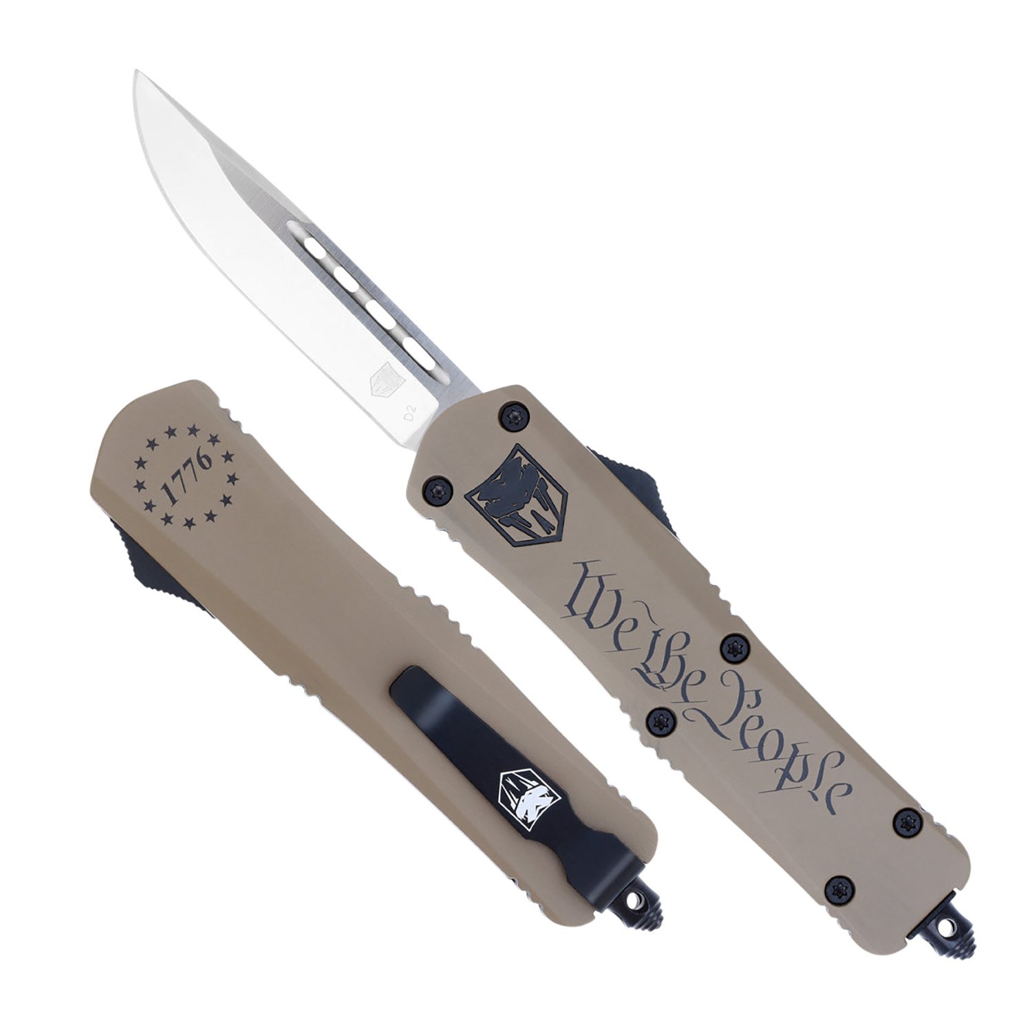 CobraTec MWTPFS-3DNS We the People OTF Knife 3" D2 Steel Glass Breaker - CobraTec Knives