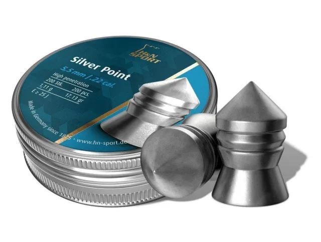 H&N Silver Point .22 Cal 17.13gr Pellets 200 Count - Hatsan - .22 cal