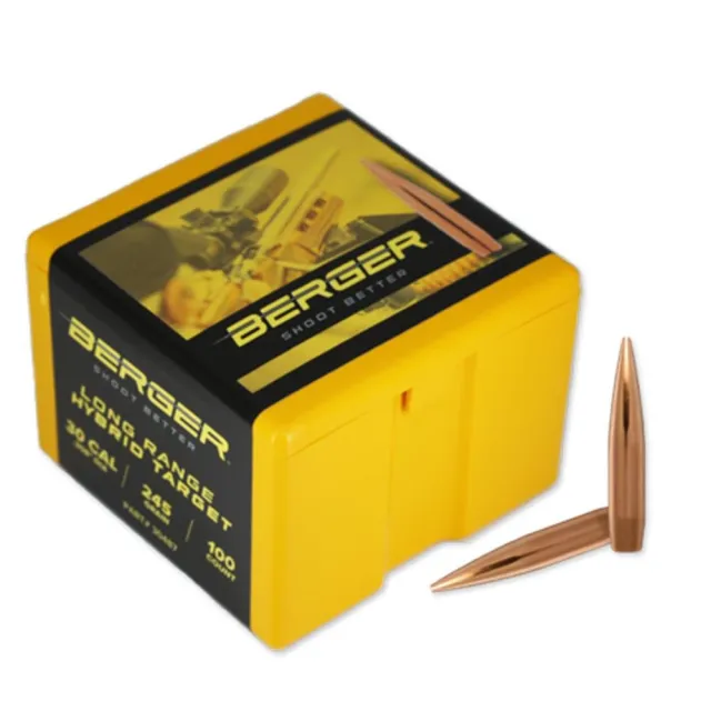 Berger 30487 30 Cal 245gr LR Hybrid Target Bullets 100rd - Berger Bullets - 30 cal