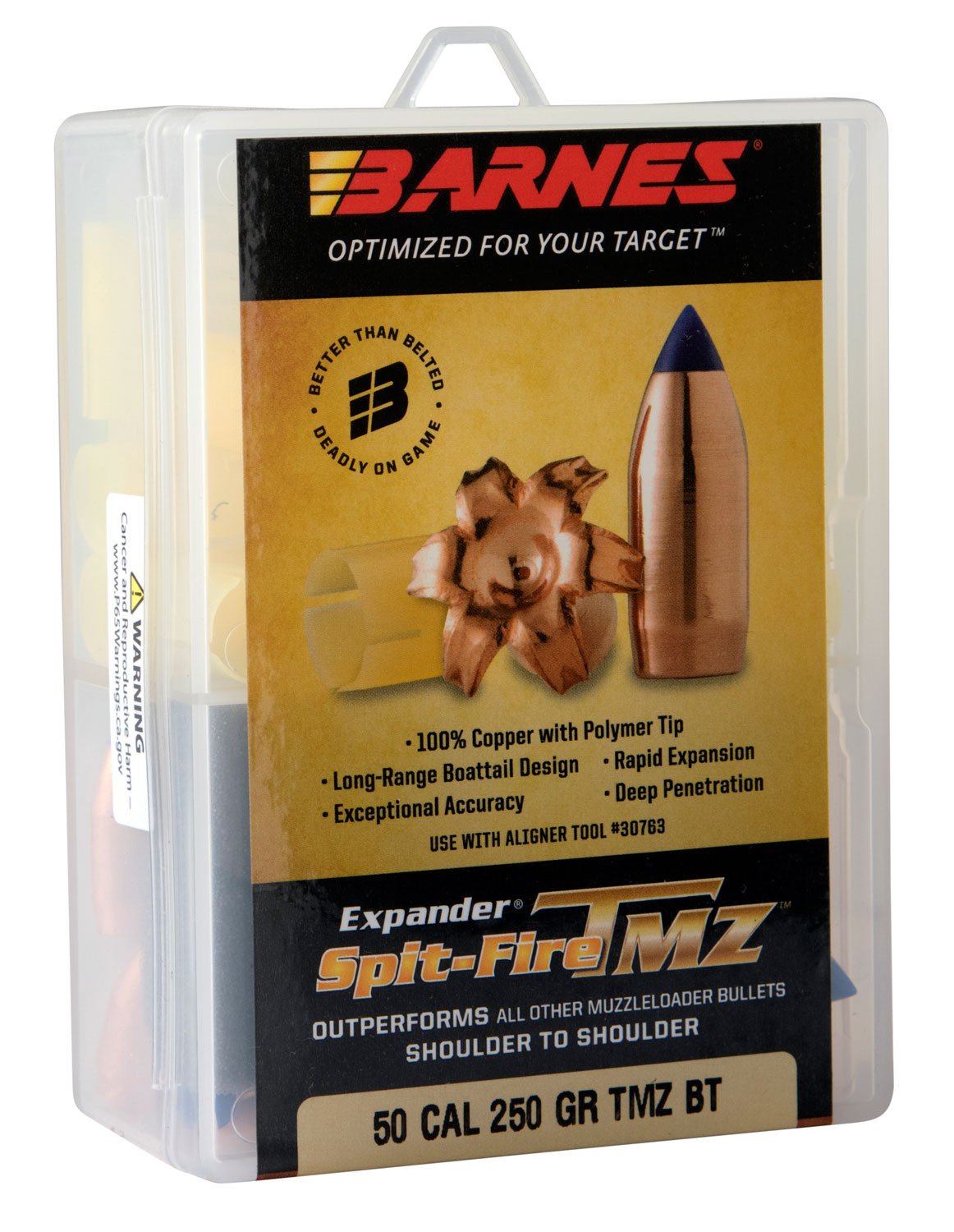 Barnes Bullets Spit-Fire TMZ 50 Caliber 250 Grain 15 Rounds Copper - Browning - 50