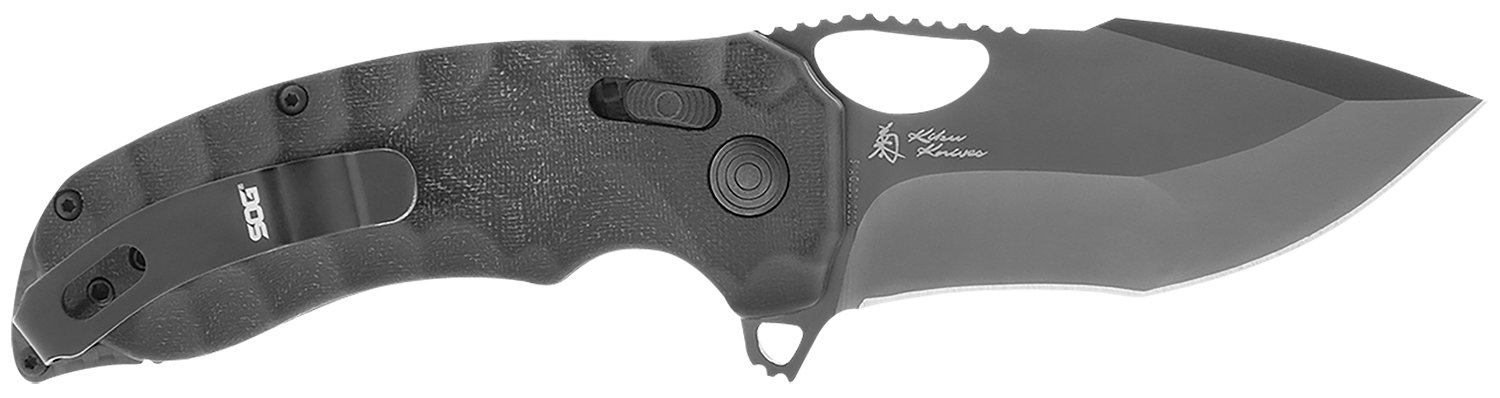 SOG Kiku XR LTE Blackout Knife 3.02 In CTS XHP Micarta Carbon Fiber - SOG