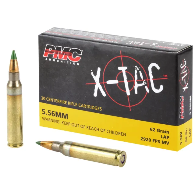 Buy PMC 556K X-TAC 5.56 NATO 62GR FMJ BT Green Tip, 20 Rounds, Brass Casing online