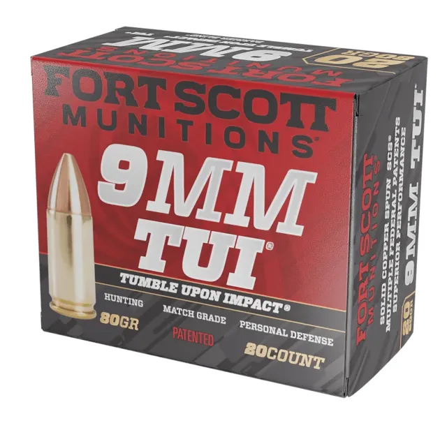 Buy Fort Scott Munitions 9MM080SCV 9mm 80gr TUI Solid Copper Ammo 20 Rounds online
