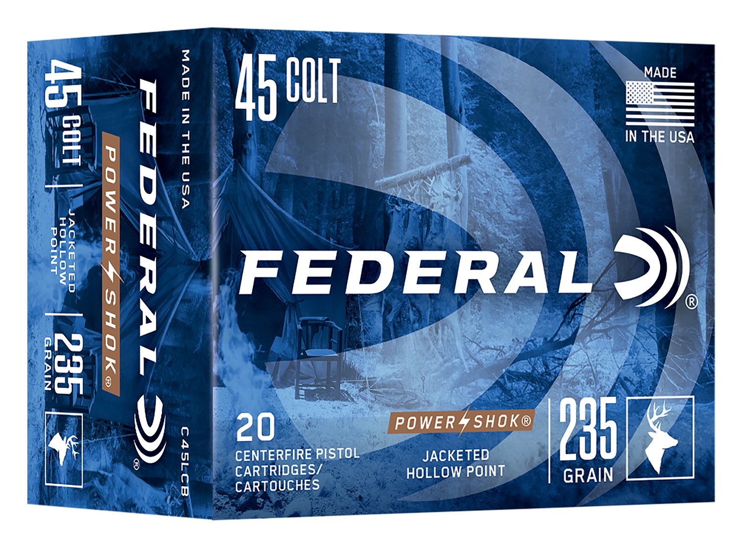 Federal Premium Ammunition 45 Colt 235GR Power-Shok JHP C45LCB - Federal Premium Ammunition - 45 Colt