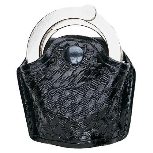 Aker Leather Open Top Chain Handcuff Case Black Leather Belt Loop - Aker Leather