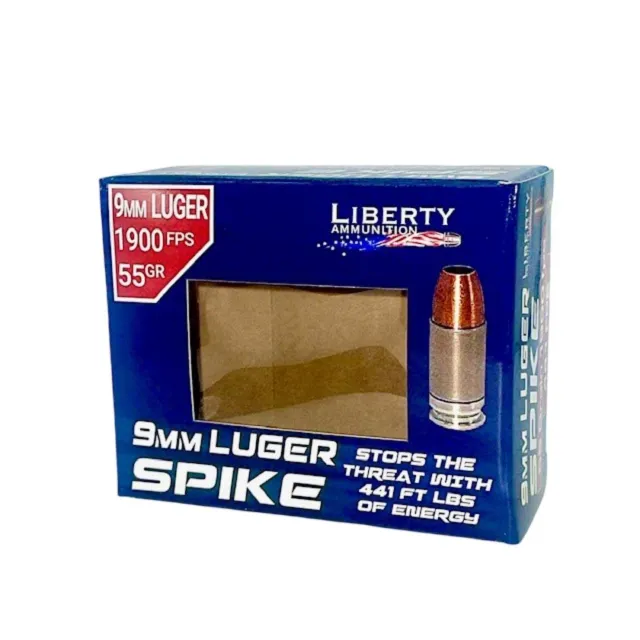 Liberty Spike LA-SPI9MM-55-2000 9mm Luger 55gr 20/Bx - Liberty - 9MM