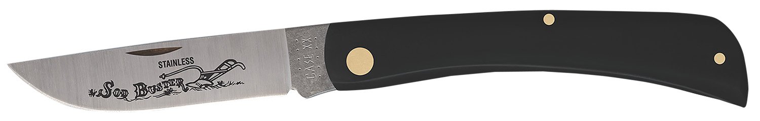 Buy Case Sod Buster Folding Knife 3.7" Plain Skinner Blade Jet Black Handle online