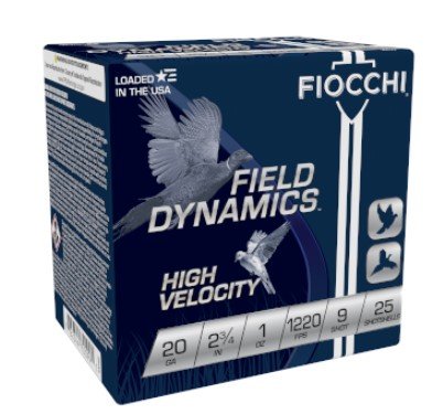 Fiocchi 20HV9 Field Dynamics 20 Gauge 2.75 In High Velocity Shotshells - Fiocchi - 20 Gauge
