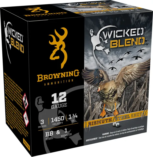 Browning Ammo B193431230 Wicked Blend 12Gauge 3" 1 1/4oz BB/1BI Shot 25 Per Box/10 Case - Browning - 12 Gauge
