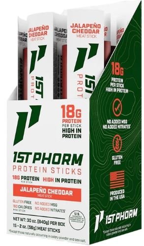 1ST PHORM Jalapeno Cheddar Protein Beef Sticks 15 Pack - 1ST PHORM