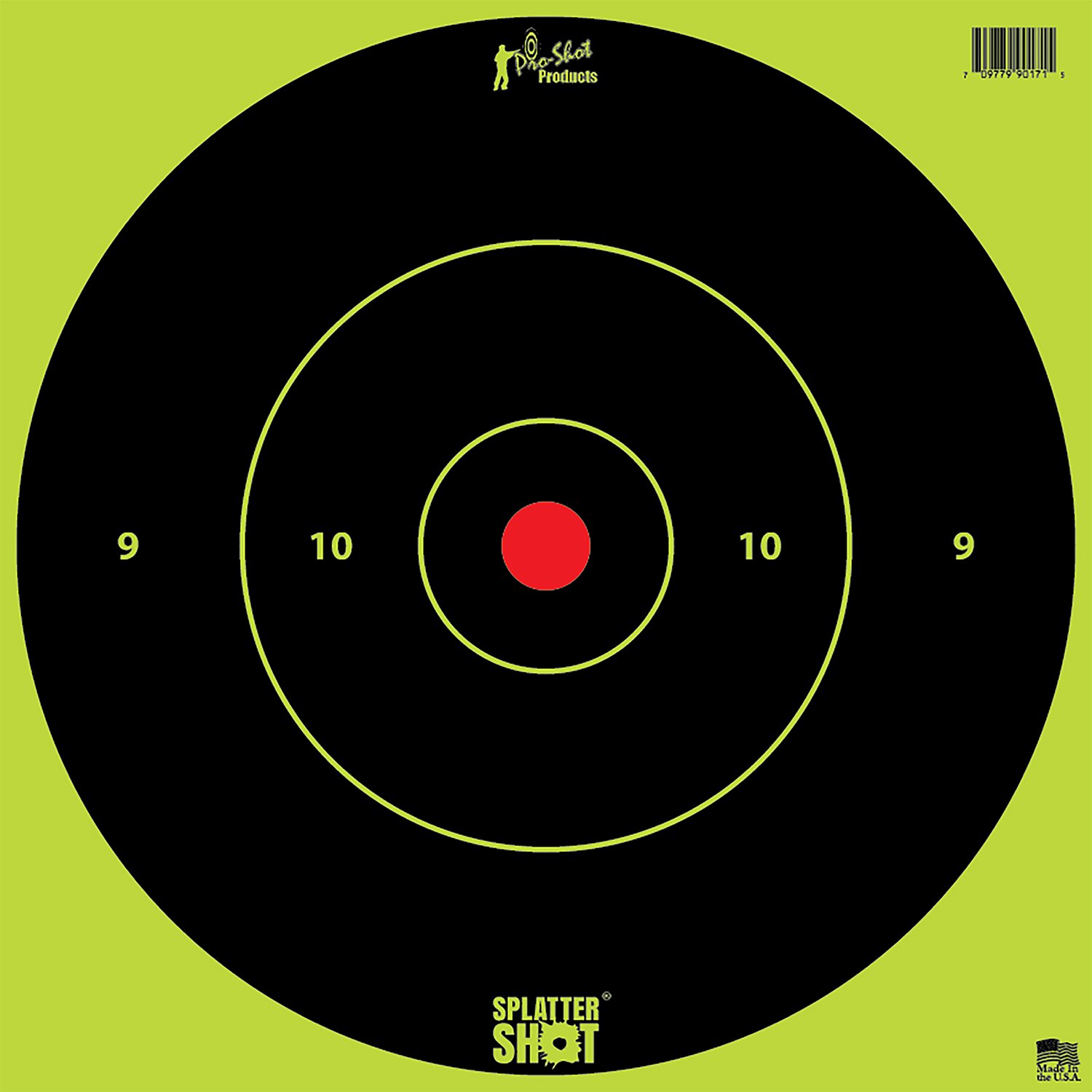 Pro-Shot 12BGREENTG12PK SplatterShot 12" Bullseye Hanging Heavy Paper Black/Red Impact Enhancement Yes White 12 PK - Pro-Shot Products