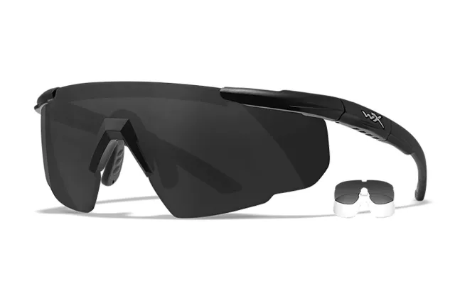 Wiley X 315 Saber Advanced Smoke Gray/Clear Lens Polycarbonate Black Frame - WILEY X EYEWEAR