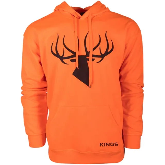 Kings KBZ415-BZ/DS-2XL Poly Hoodie Blaze Orange 2XL, Kangaroo Pocket - Kings Camo