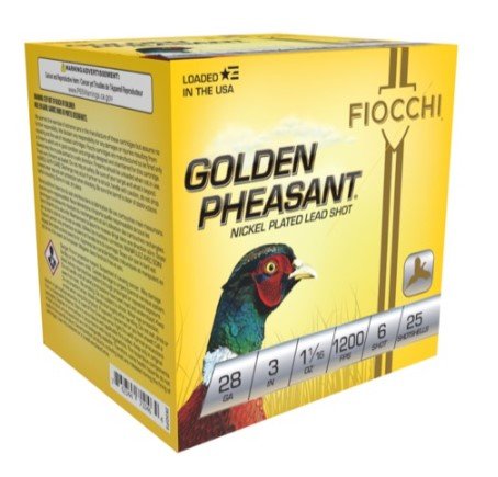 Fiocchi Golden Pheasant 28Ga 3in #6 Nickel-Plated 25rd Shotshell (283GP6) - Fiocchi - 28 GAUGE