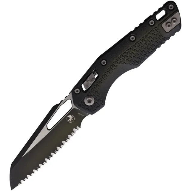 Microtech MSI 210T-3PMFBO 3.88 In Wharncliffe Full Serrated Faded Bazooka - MICROTECH for sale at Iron and Lace