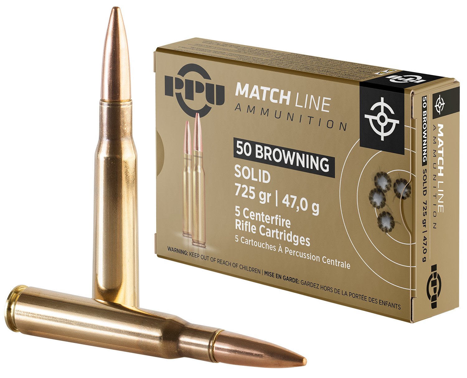 Prvi Partizan PPM50 .50 BMG 725gr FMJ Match Ammo 5/Box - Prvi Partizan - 50 BMG