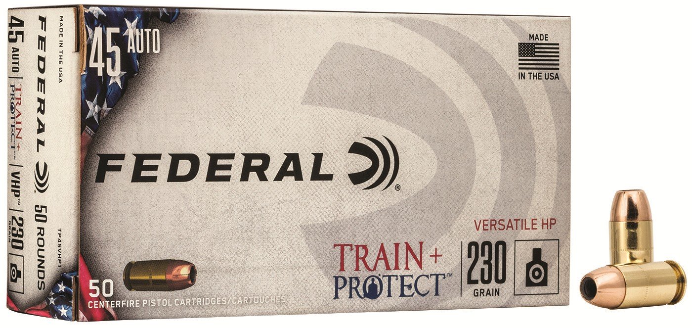 Buy Federal TP45VHP1 .45 ACP 230gr VHP Train+Protect 50rd Ammo Box online