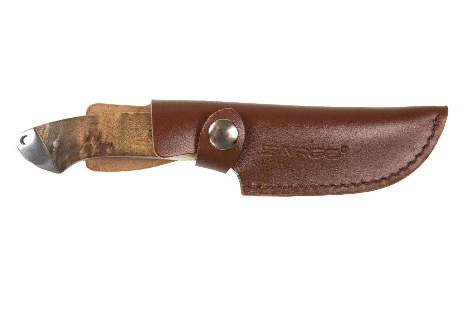 Sarge Knives SK-912 Terrain 3.5" Gut Hook Knife, Wood & Stag Handle
