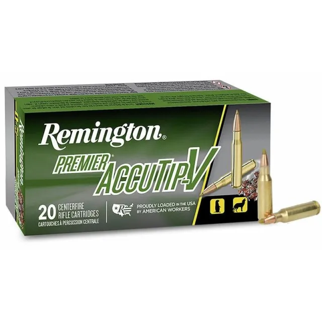Remington Premier Accutip-V 221 Fireball, 50gr ATVBT, 20/Box, High Velocity, Accurate Varmint Rifle Ammo