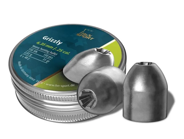 H&N Grizzly .25 Caliber Airgun Pellets 150 Count - Hatsan