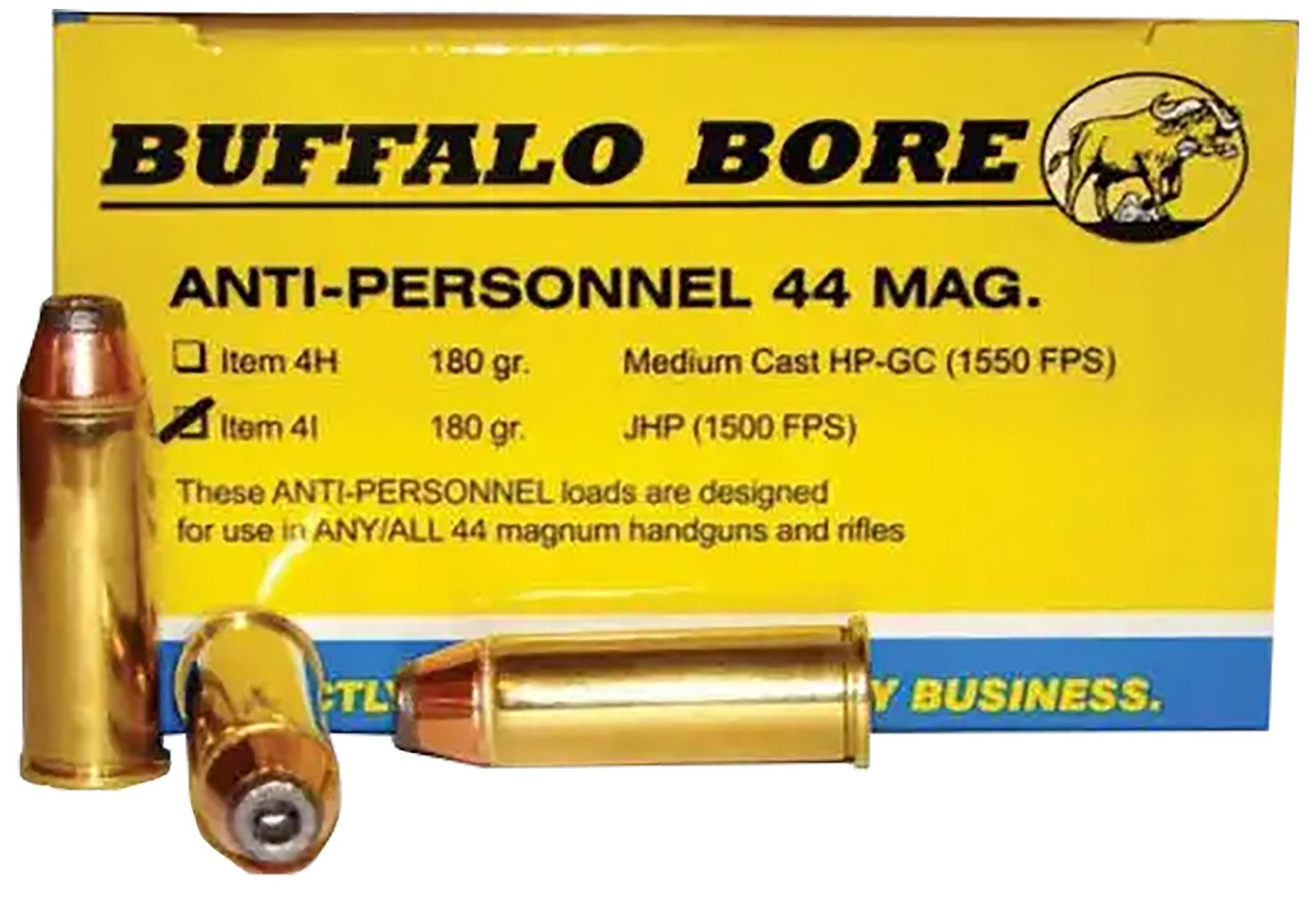 Buffalo Bore 4I20 .44 Rem Mag 180gr JHP Ammo 20 Rounds 1500fps