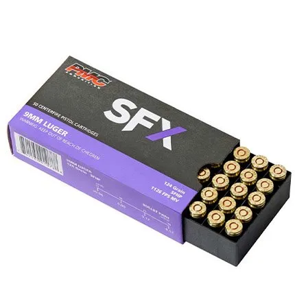 PMC SFX Premium Ammo 9mm Hollow Point 124 Grain 50 Rounds - PMC - 9MM LUGER (9X19,9MM PARABELUM)
