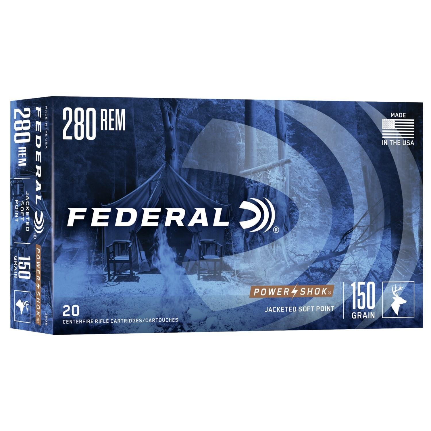 Federal Power-Shok .280 Rem 150 gr SP 2890 fps - 20/box Ammunition - Federal Premium Ammunition - 280 Rem