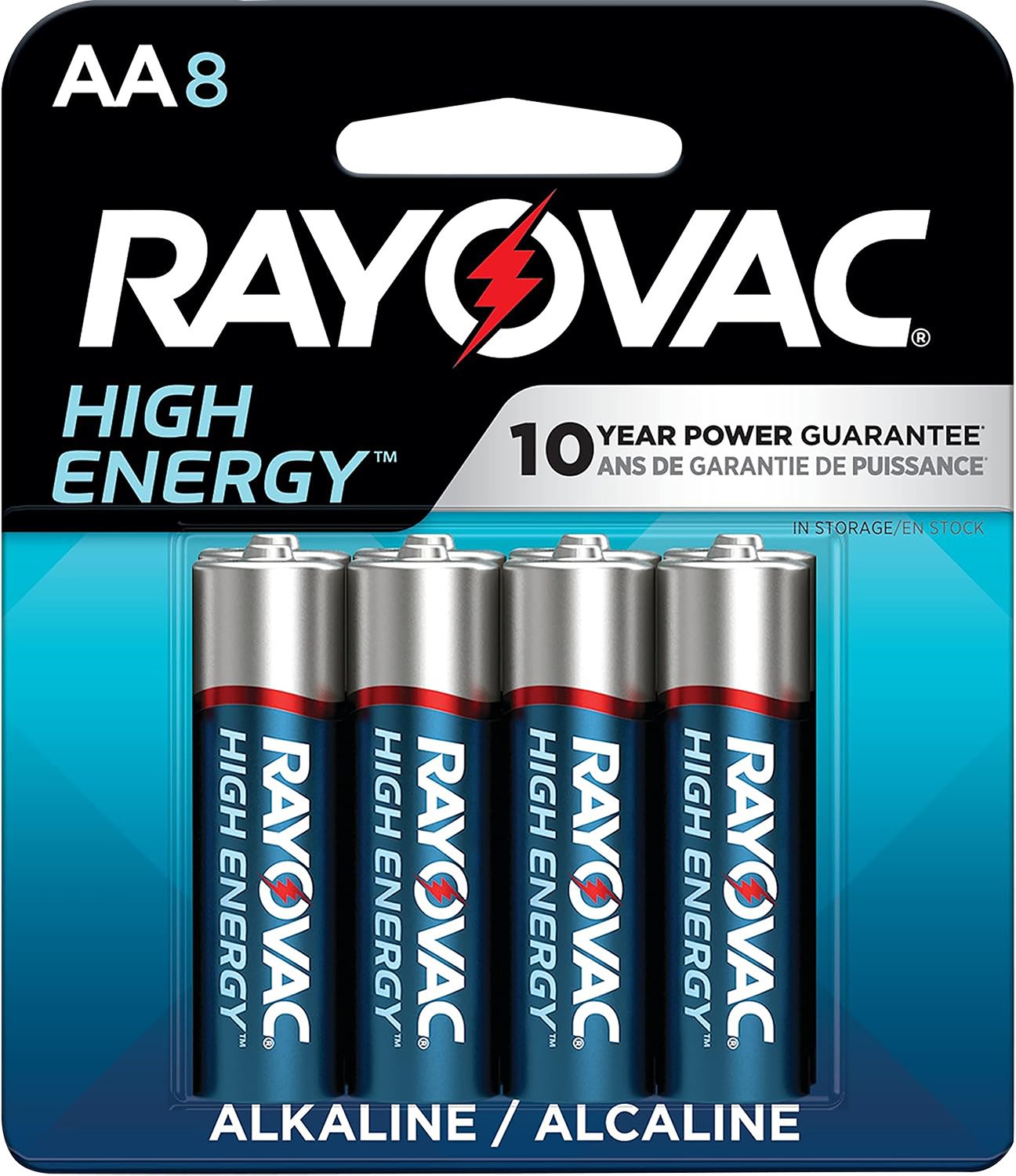 Rayovac 8158T03 AA Batteries 1.5 Volts Alkaline 2,700 mAh Pkg of 8 - RAY - 2,700