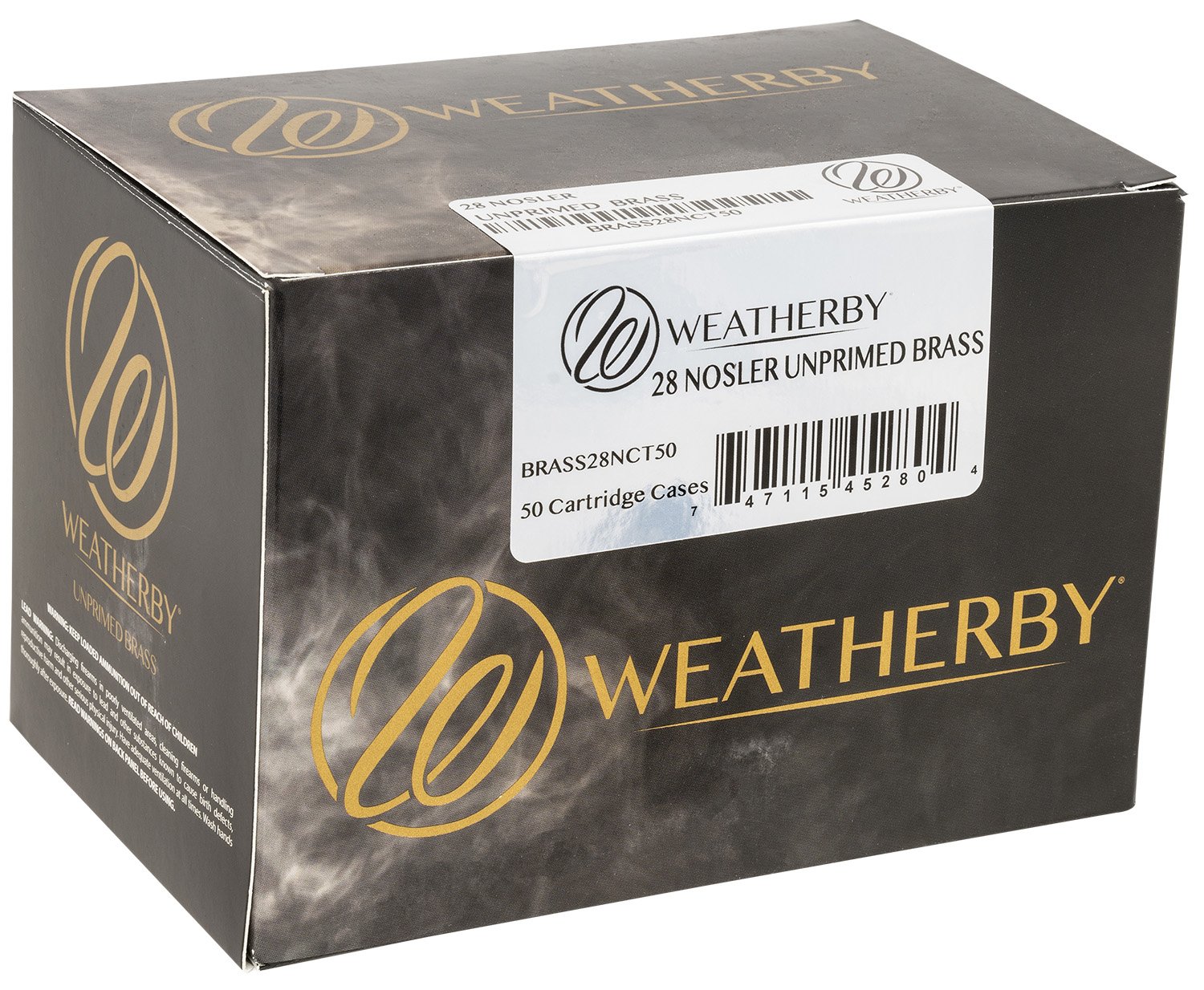 Weatherby BRASS28NCT50 Unprimed Cases 28Nosler Rifle Brass 50/Box - Weatherby