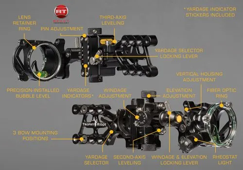 Trophy Ridge AATS2011R19 React Alpha 1-Pin .019 RH Bow Sight Black - Trophy Ridge