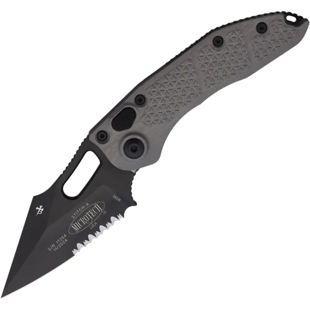 Microtech Stitch 169-2NC 3.75 In Black Part Serrated Natural Clear - MICROTECH