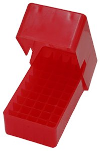 MTM E-50 Series .357 Magnum 50 Round Slip Top Box Clear Red Polymer - MTM Case-Gard - .357