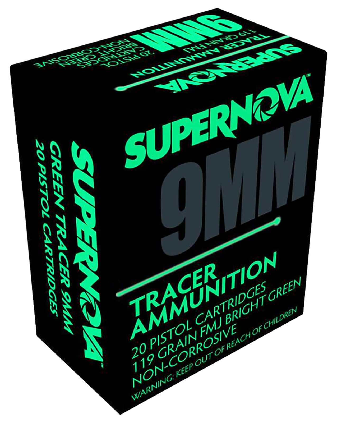 Piney Mountain PMSN9MMG 9mm Luger 119Gr Green Tracer FMJ 20 Rounds - SUPERNOVA - 9mm Luger